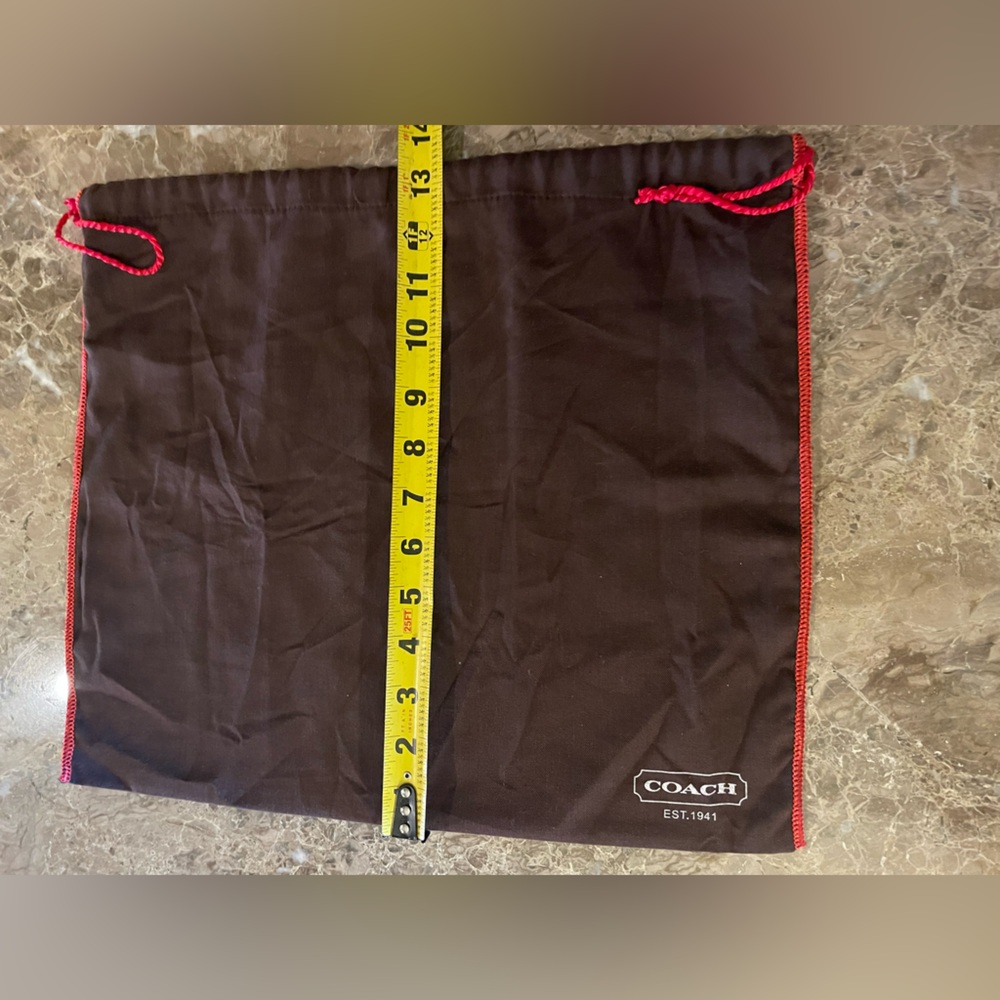 COACH Brown & Red Drawstring Dust Bag W/NWOT UNBRANDED Dice Keychain Bag Charm - Picture 8 of 10